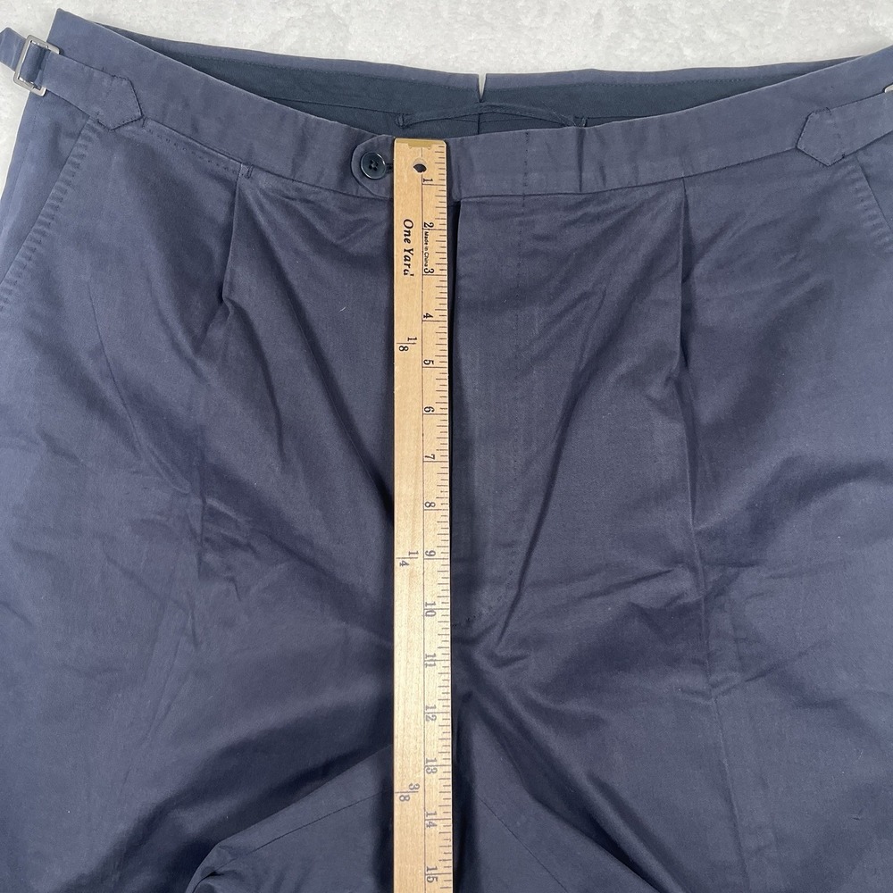 CUSTOM Ermenegildo Zegna Blue Cashco Cotton Cashmere Pleats Side Tab Pants 38x31 - Picture 10 of 12